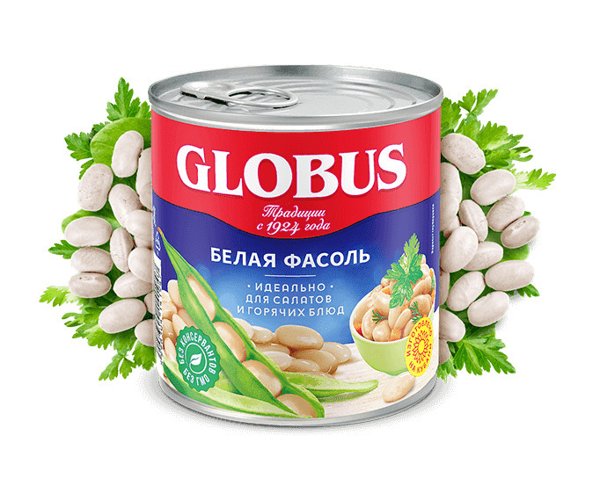 Фасоль белая натур. "Глобус" 425мл  1*12 ж/б, шт