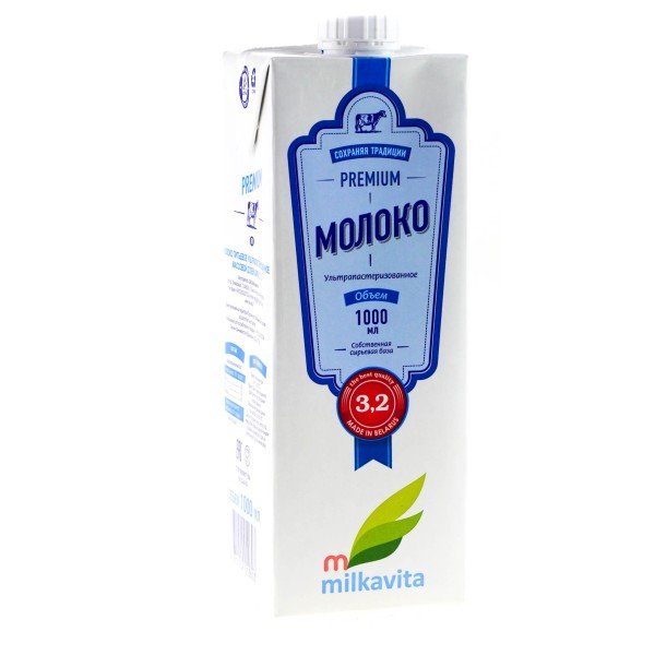 Молоко питьевое 3,2% 1л Милкавита 1*12шт, шт
