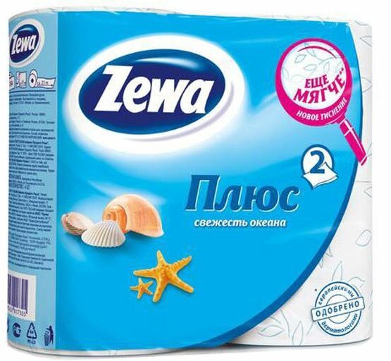 Туалетная бумага ЗЕВА Свежесть океана 2сл 4шт 1/24