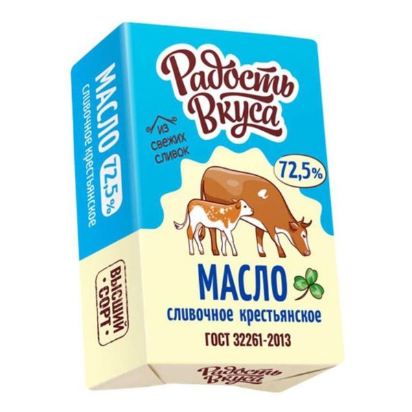 Масло сливочное Крестьянское 72,5% ТМ Радость Вкуса 5кг ГОСТ 1*5кг, кг