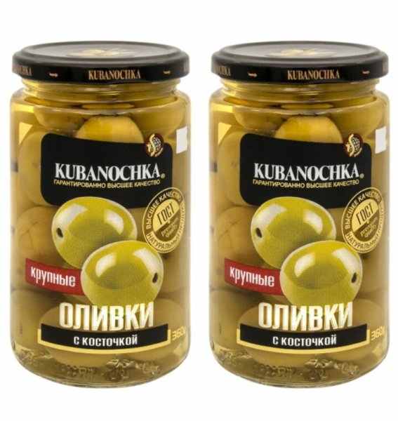 Оливки КРУПНЫЕ в заливке без косточки 360г ст/б Кубаночка 1/12