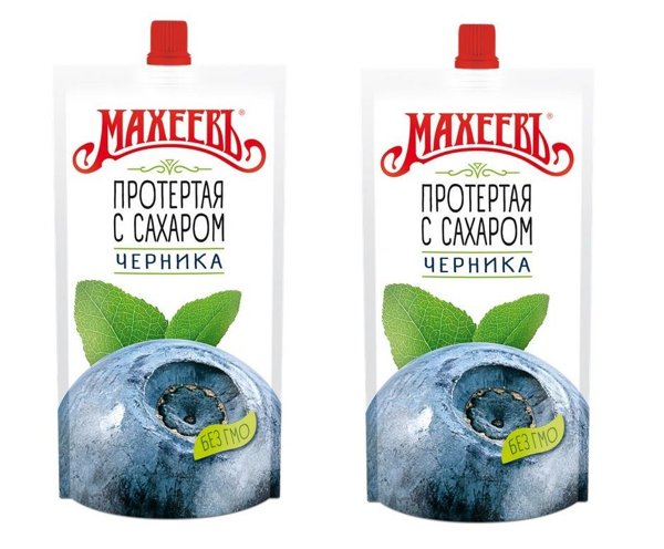 Махеевъ Черника протертая с сахаром с дозатором 300гр дой/пак