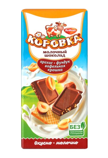 Шок "Коровка" с арахисом фундуком и изюмом 75г *96шт