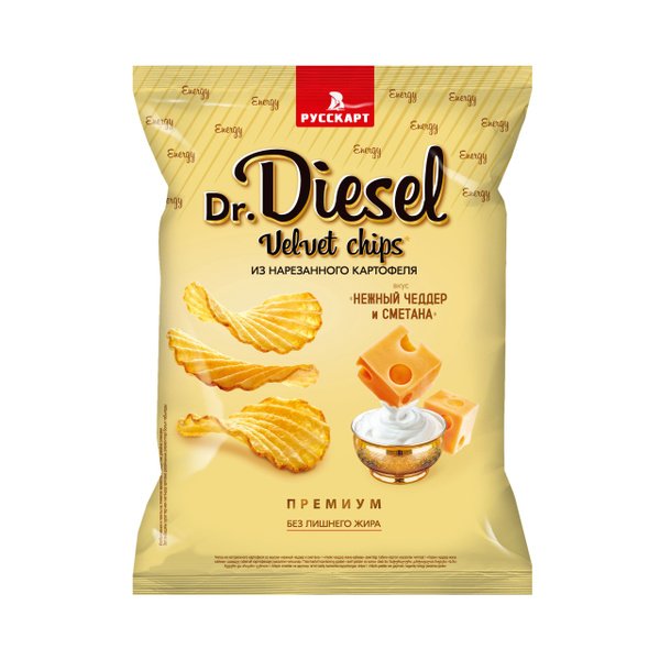 Чипсы рифл. 120г "Dr. Diesel" Нежный чеддер и сметана *20 (7 мес), шт