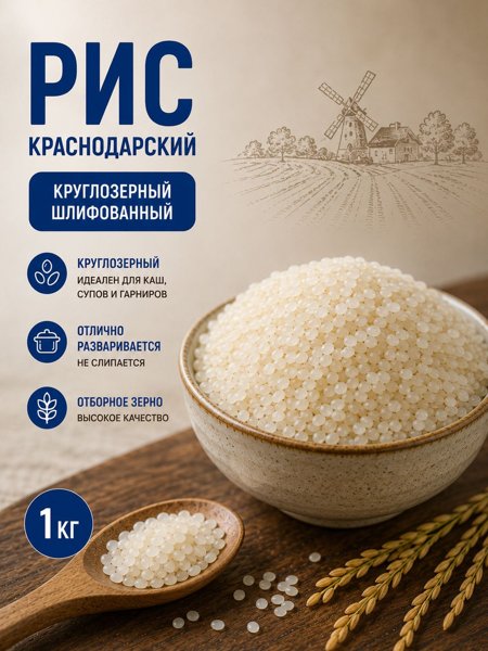 Рис шлиф. Краснодар 1,5кг*8, шт