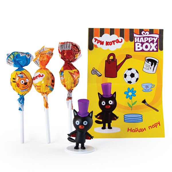 Happy box Три кота фигурка+кар.в пак.20гр*12шт*8, шт