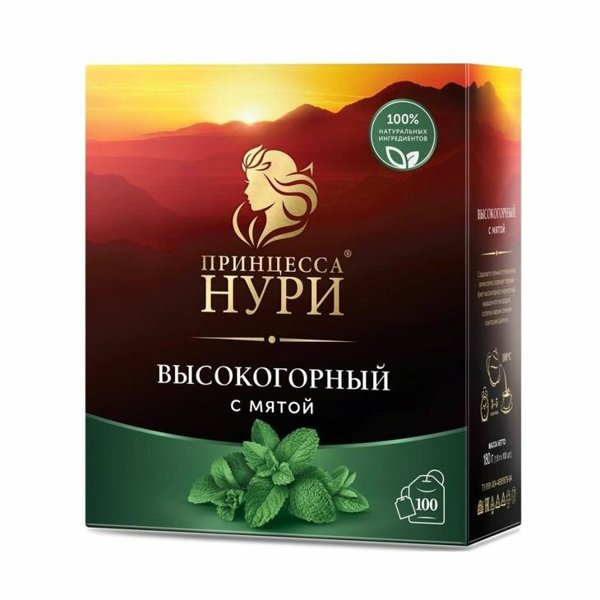 Чай Принцесса Нури ПРОМО Высокогорный пак 2г*100шт+ с мятой 1,8г*25шт*18 (1953-18), шт