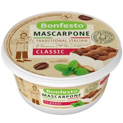 Маскарпоне сыр мягкий 78% 500гр Бонфесто 1*6шт, шт