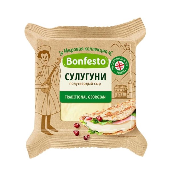 Сулугуни сыр 40% 200гр Бонфесто 1*6шт, шт