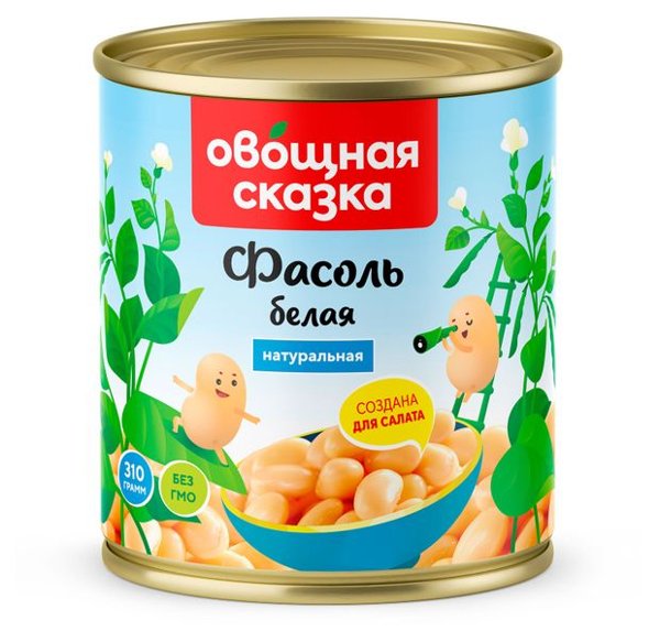 Фасоль в с/с белая "Овощная Сказка" 310г *15 ж/б, шт