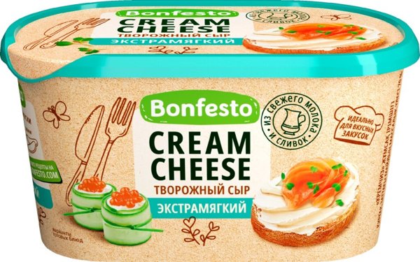 Творожный сыр Кремчиз Экстра Мягкий 70% 400гр Бонфесто 1*6шт, шт