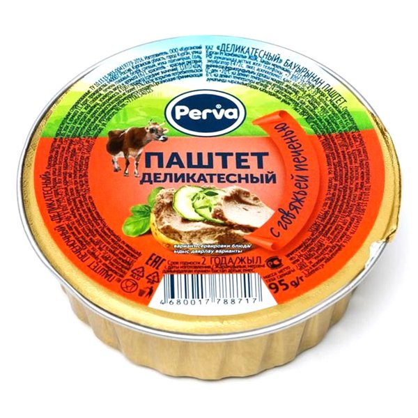 Паштет с говяжьей печенью 95гр Perva ламистер круглый 1*20, шт