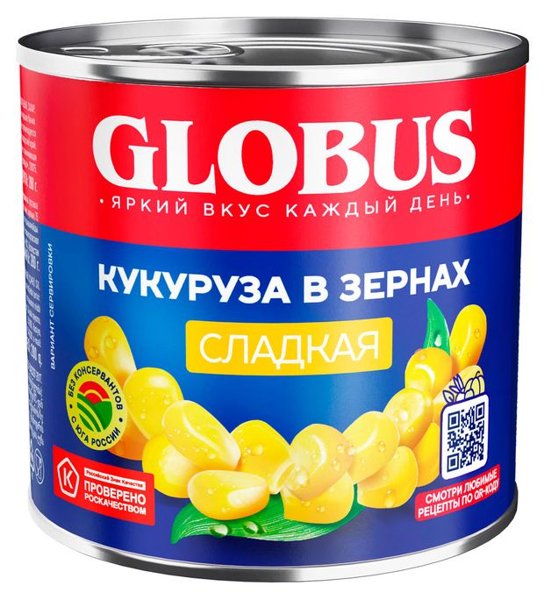 Кукуруза слад."Глобус" 425мл 1*12 ж/б, шт