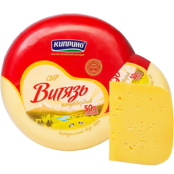 Витязь сыр 50% цилиндр ТМ Киприно 9кг*2шт, кг