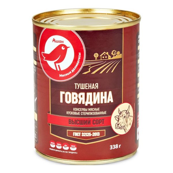 Говядина тушеная в/с 338 гр. Резервный продукт 1*15, шт