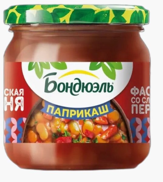 Фасоль Паприкаш со слад.перцем "Бондюэль" 350мл *6, шт