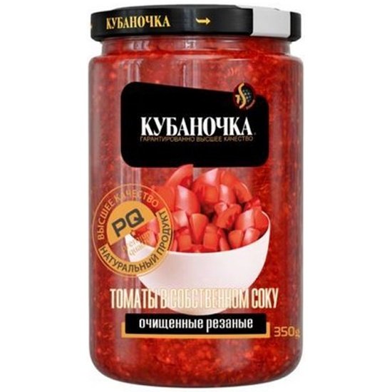 Томаты очищенные резаные Кубаночка 350г 1/12