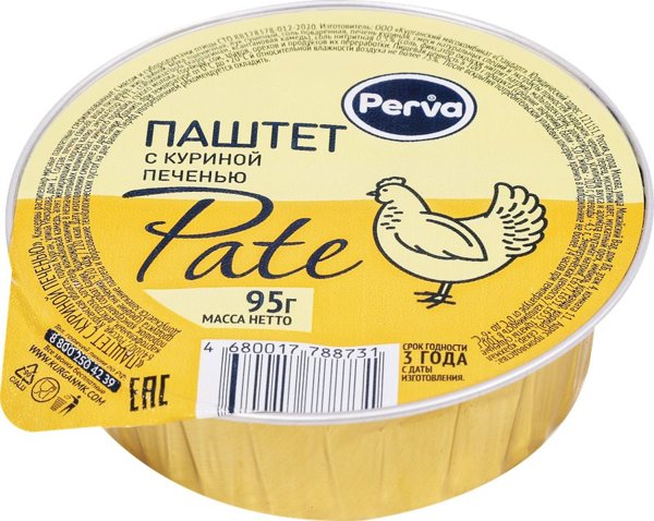 Паштет с куриной печенью 95гр. Perva ламистер 1*20, шт