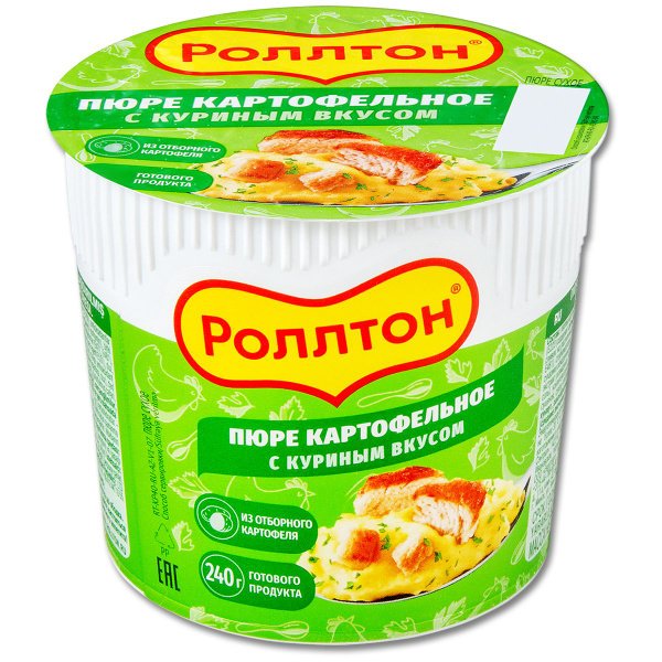 Пюре картофельное Роллтон фасованное куриный вкус стакан 40г 1/24 (20013875)