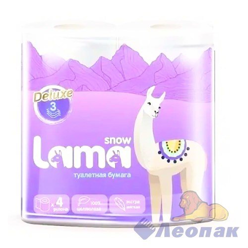 Бумага туалетная "ЛАМА СНОУ" 2сл (12шт) 1/4