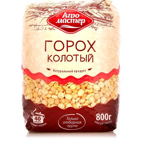 Крупа Горох колотый 800гр. 1/10 Агро-Мастер