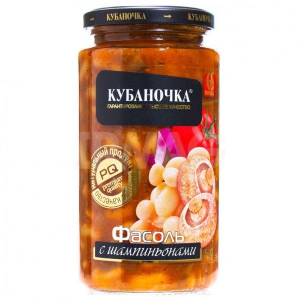 Фасоль с шампиньонами Кубаночка 500гр 1/12