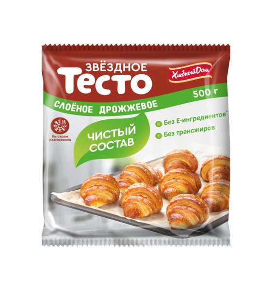 Тесто слоеное Звездное б/дрож. 500гр 1/16
