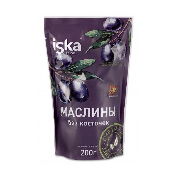 Маслины черные б/к 200гр Iska дойпак