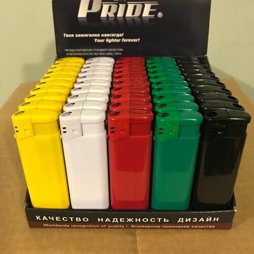 Зажигалки Pride Turbo Black 5 Color 1/50/1000 Китай