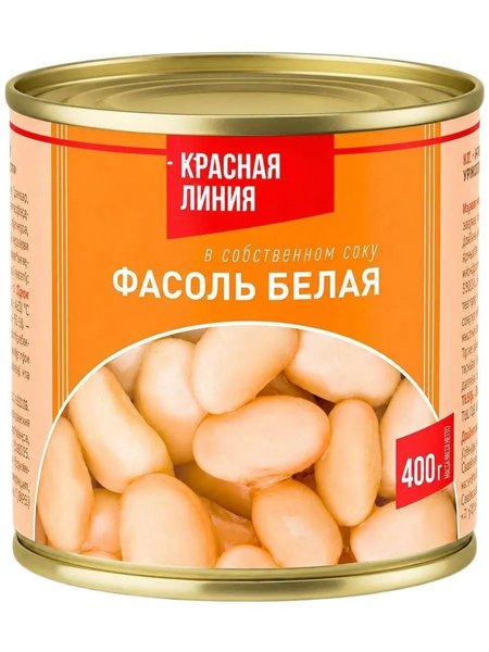 Фасоль в с/с белая "Красная Линия" 400г *15 ж/б, шт