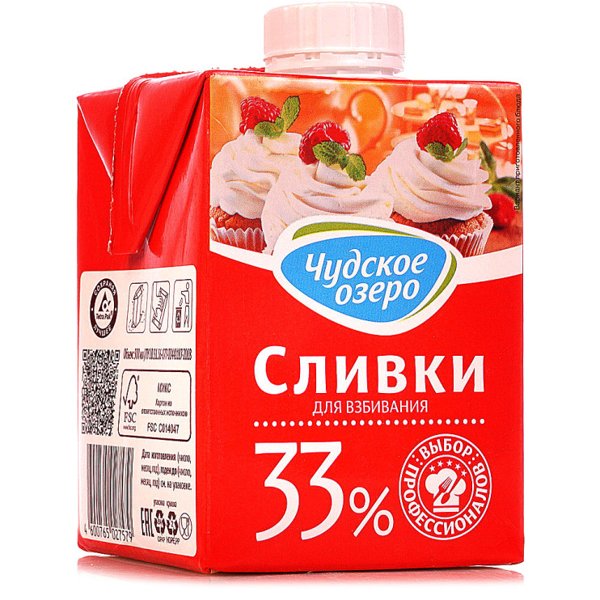 Сливки питьевые 10% 200мл Чудское озеро 1*18шт, шт