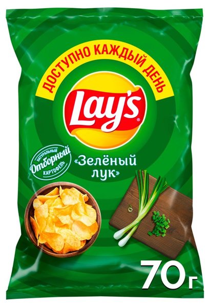 Чипсы Лэйс ЗЕЛЕНЫЙ ЛУК 140 гр 1/19